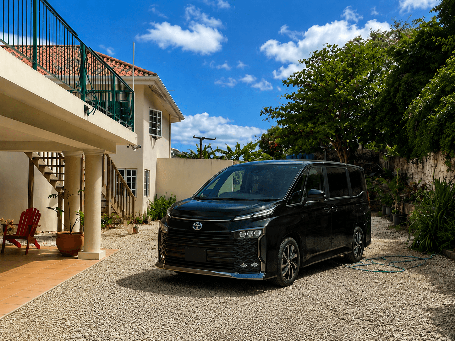 Sweet Dreams Villa transfer vehicle parked outside the villa